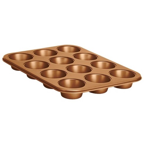 NutriChef 12 Cup Muffin Pan - Deluxe Nonstick Gold Coating Inside & Outside