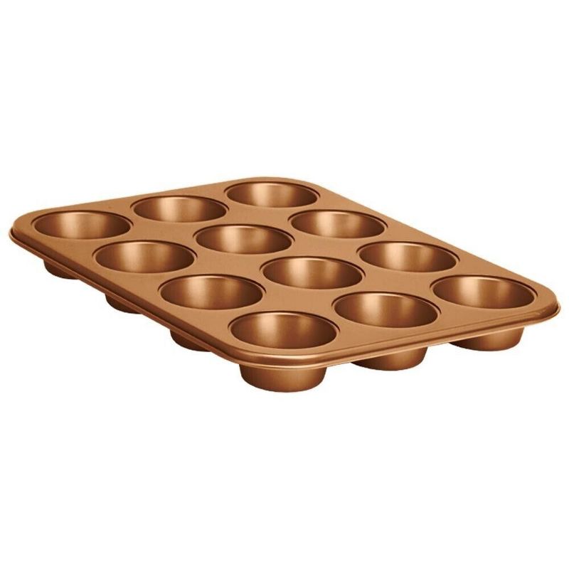 NutriChef 12-cup Golden Oven Muffin Pan, Non-Stick Coated Layer Surface, 1 of 2