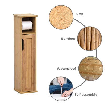 Mahe Bamboo and MDF Free-Standing Toilet Paper Holder Cabinet