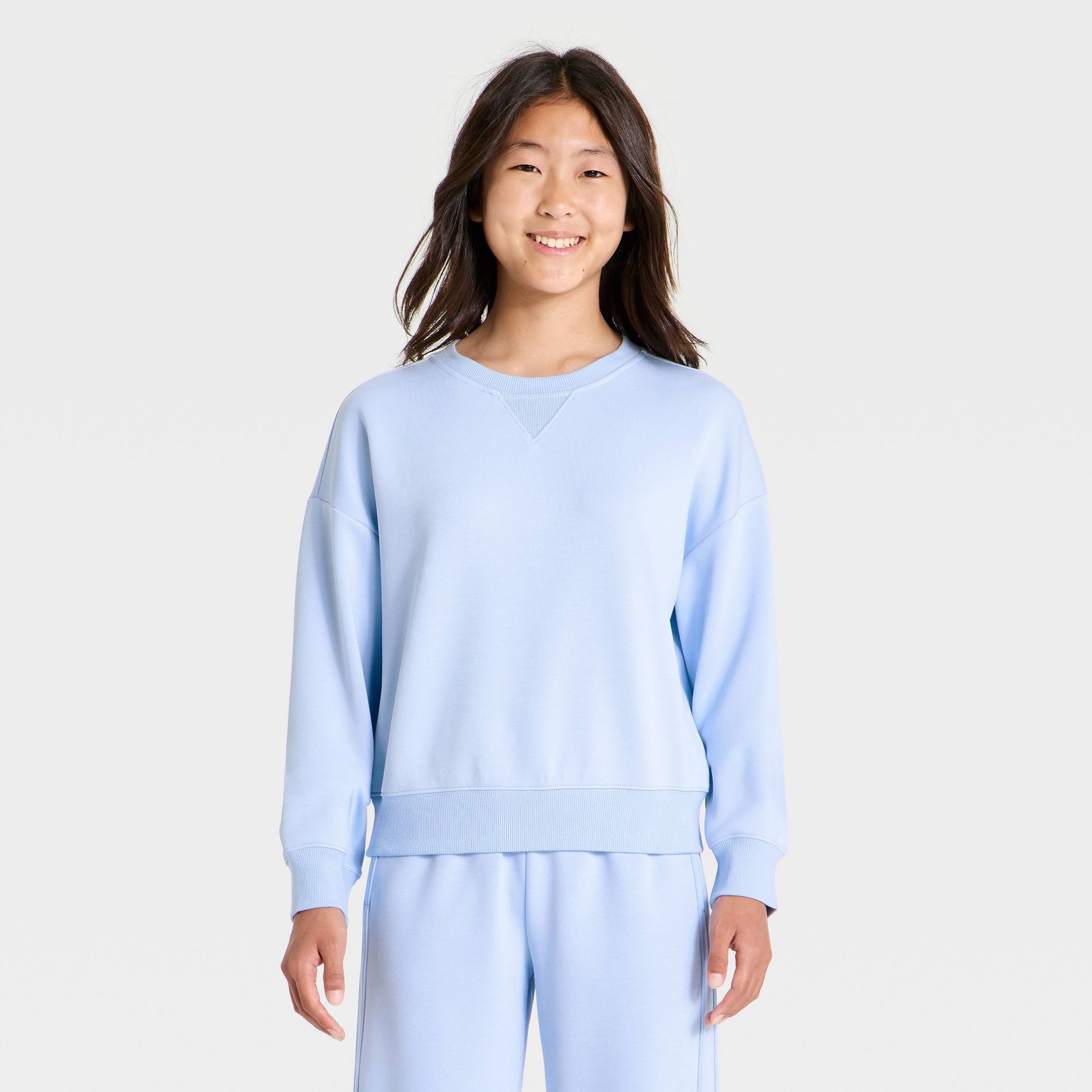 Girls' Airy Sleek Crewneck Pullover Sweatshirt - All In Motion™