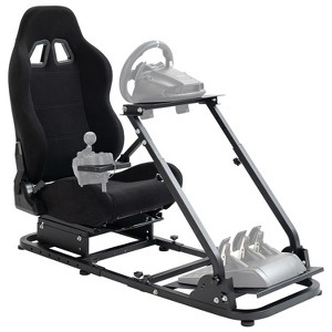Dardoo Alloy Steel Foldable Racing Simulation Cockpit, Equipped With Black Seats With Double Locks And Double Slides Fit Logitech G923 G920 - 1 of 4