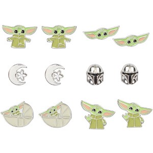 Star Wars The Mandalorian Baby Grogu 6 Pack Costume Jewelry Stud Earrings Set - 1 of 4
