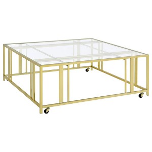 Coaster,Adri Square Glass Top Coffee Table with Casters - 1 of 4