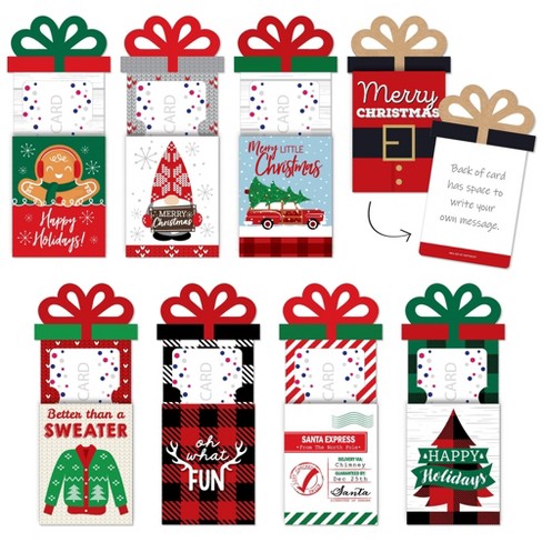 Big Dot of Happiness Assorted Holiday Cards - Christmas Money and Gift Card  Holders - Set of 8 