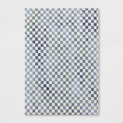 Variegated Checkers Outdoor Area Rug Blue - Threshold™