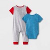 Baby Boys' 2pk Sesame Street Romper Set - Heather Gray - 3 of 4