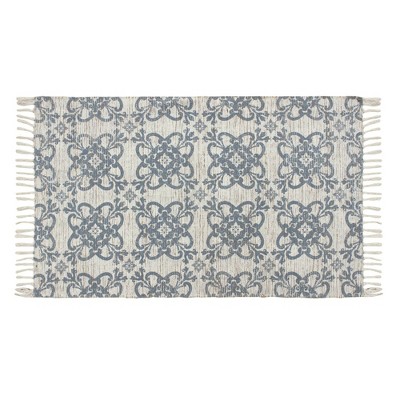 Patina Vie Vintage Inspired Accent Rug Blue/Tan Floral