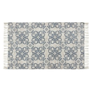Patina Vie Vintage Inspired Accent Rug Blue/Tan Floral - 1 of 4
