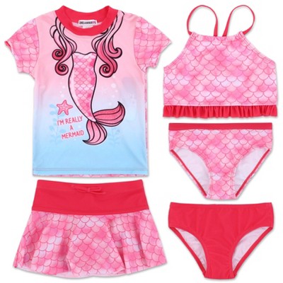 Trolls Kindi Kids JoJo Siwa Poppy Unicorn Girls One Piece Bathing Suit Bikini Top Rash Guard Skirt and Bottom 5 Swimsuit Set Toddler