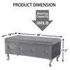 Velvet Storage Ottoman Bench, 38''L 18''W 17.5''H Flip Cover Storage Bench with Crystal Button, Metal Legs - 2 of 4