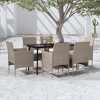 vidaXL Patio Dining Set Outdoor Dining Set Table and Chair Set for Garden - Beige and Black 7 Piece with Cushions, 55.1" Table Length - 2 of 4