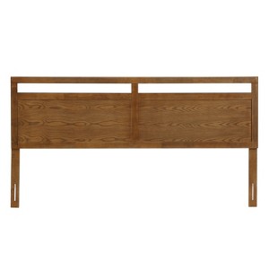 LuxenHome Farmhouse Double Panel Wood Headboard, King Brown - 1 of 4