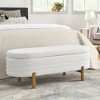 FURNIinspire Ottomans And Benches Elegant Ottoman Oval Storage Bench With Rubber Wood Legs, Covered With Foam Material, White, 46.06"*17.72"*16.34" - 4 of 4