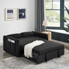 CAVINAS Velvet Pull-Out Sofa Bed, 3-Position Recliner Loveseat with Adjustable Backrest,Comfort Couch with Pockets & Pillows for Small Spaces - 4 of 4