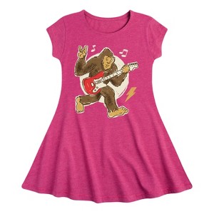 Girls' - Instant Message - Sasquatch Rock & Roll Fit & Flair Cap Sleeve Graphic Dress - 1 of 4