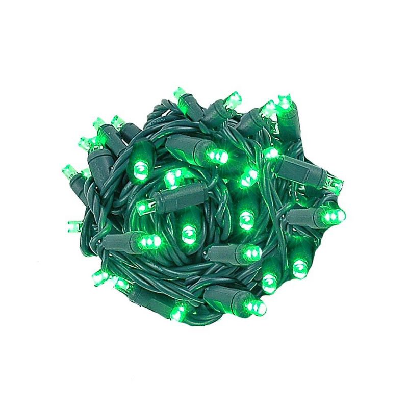 Novelty Lights 50 Light LED Christmas Mini Light Set (Green Wire, 25 Feet), 1 of 9