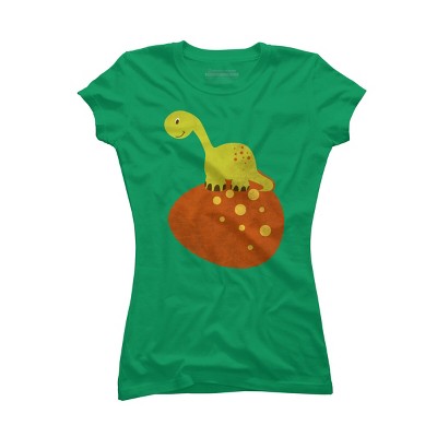 Junior's Design By Humans Happy Cute Dino By parjono T-Shirt