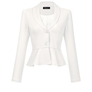 INSPIRE CHIC Women's Vintage Shawl Collar Long Sleeve Ruffle Hem Work Short Blazer - 1 of 4