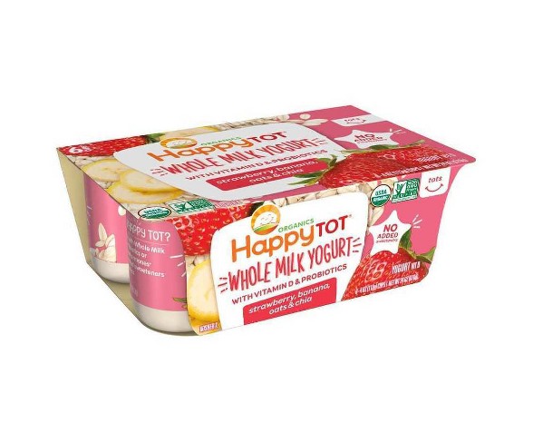 Dannon Happy Tot Strawberry Banana Oats & Chia Whole Milk Yogurt - 6ct/4oz