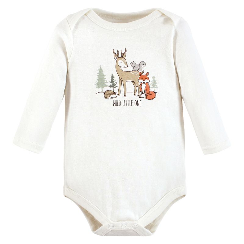 Hudson Baby Infant Boy Cotton Long-Sleeve Bodysuits, Forest Animals 3-Pack, 4 of 7