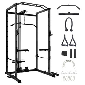 Multi-Functional Power Rack , with Cable Pulley System and J-Hooks, with Dip Bars and Landmine Attachment, Weight Cage for Home Gym Equipment - 1 of 4