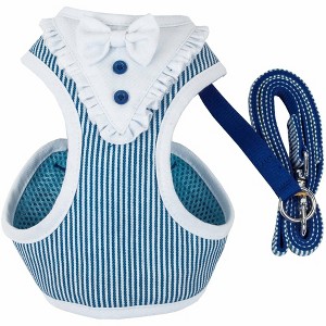 Angel Sar 2-in-1 Mesh Dog Harness with Leash & Bowtie, Reversible Stripe Vest with Swivel Hook, Adjustable No-Pull Pet Harness for Small Medium Dogs - 1 of 4