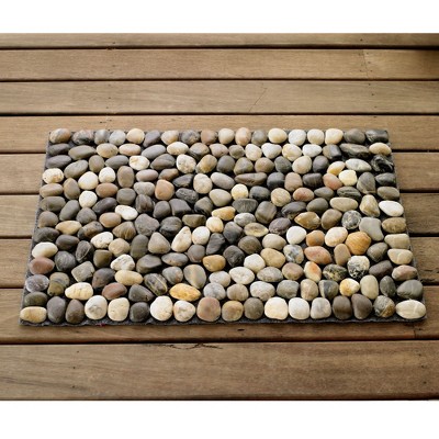 1pc Black River Rock Design Ultra Thick Water-absorbing Bathroom Mat