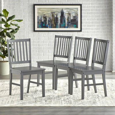 Buylateral Set of 4 Solid Wood Slat Back Dining Chairs