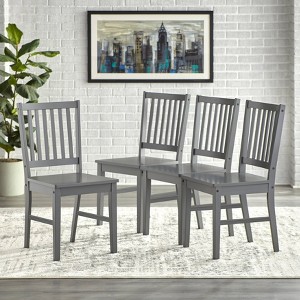 Buylateral Set of 4 Solid Wood Slat Back Dining Chairs - 1 of 4