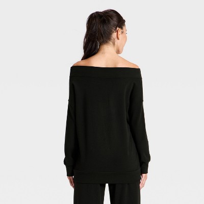 Women's Modal French Terry V-Neck Off the Shoulder Sweatshirt - All In Motion™