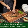 Extra Large Acacia Wood Cutting Board, Thick Butcher Block Chopping Board with Deep Juice Groove, Side Handles for Meat, Vegetables & Fruit - 3 of 4