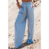 Amaryllis Women’s Smocked Waist Wide Leg Chambray Pants Relaxed Drawstring Fit Lightweight Soft Fabric Resort Travel - 3 of 4