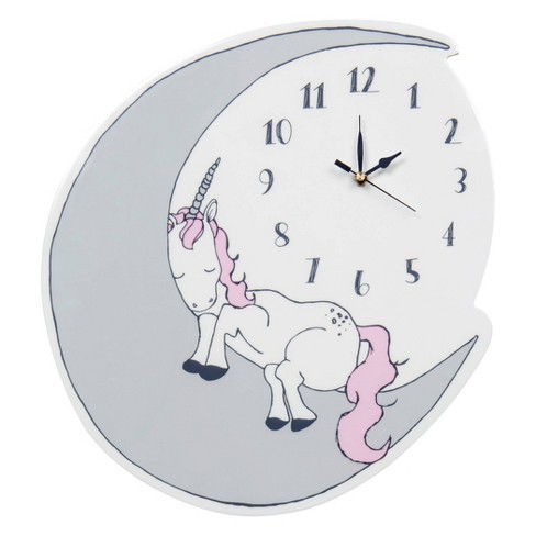 9.5 Inch ALAZA Dabbing Unicorn with Stars White Aqua Blue Marble Wall Clock Battery Operated Silent Non Ticking Clocks for Living Room Decor 12 Inch