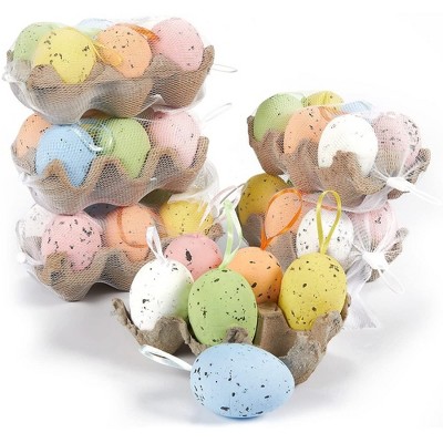 Juvale 36 Pack Easter Egg Ornaments, 6 Colorful Metallic Gold Designs, Ideal Plastic Eggs Easter Decorations