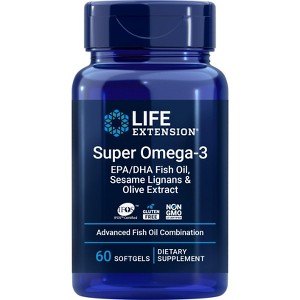 Super Omega 3 EPA DHA with Sesame Lignans and Olive Fruit Extract by Life Extension  -  60 Softgel - 1 of 2