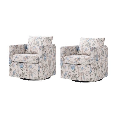 Cedric Modern Upholstered Slipcovered Swivel Chair Set of 2|HULALA HOME