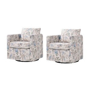 Cedric Modern Upholstered Slipcovered Swivel Chair Set of 2|HULALA HOME - 1 of 4