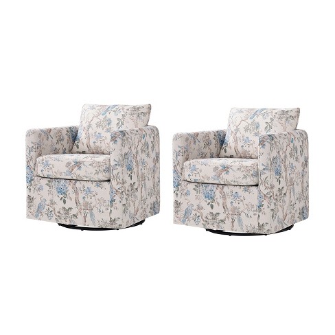 Cedric Modern Upholstered Slipcovered Swivel Chair Set of 2|HULALA HOME - image 1 of 4