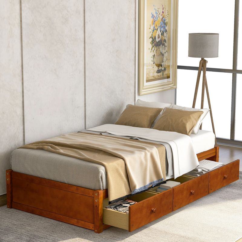 Twin Size Wood Platform Storage Bed with 3 Drawers-ModernLuxe, 3 of 11