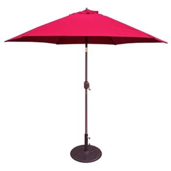 9' x 9' Round Crank Patio Umbrella - Red - Tropishade