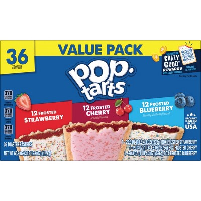 Pop-Tarts Frosted Fruit Strawberry, Cherry and Blueberry Toaster Pastries Variety Pack - 60.9oz/36ct