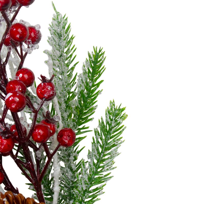 Northlight 26-Inch Frosted Green and Red Berries with Pinecones and Greenery Artificial Christmas Spray, 2 of 3