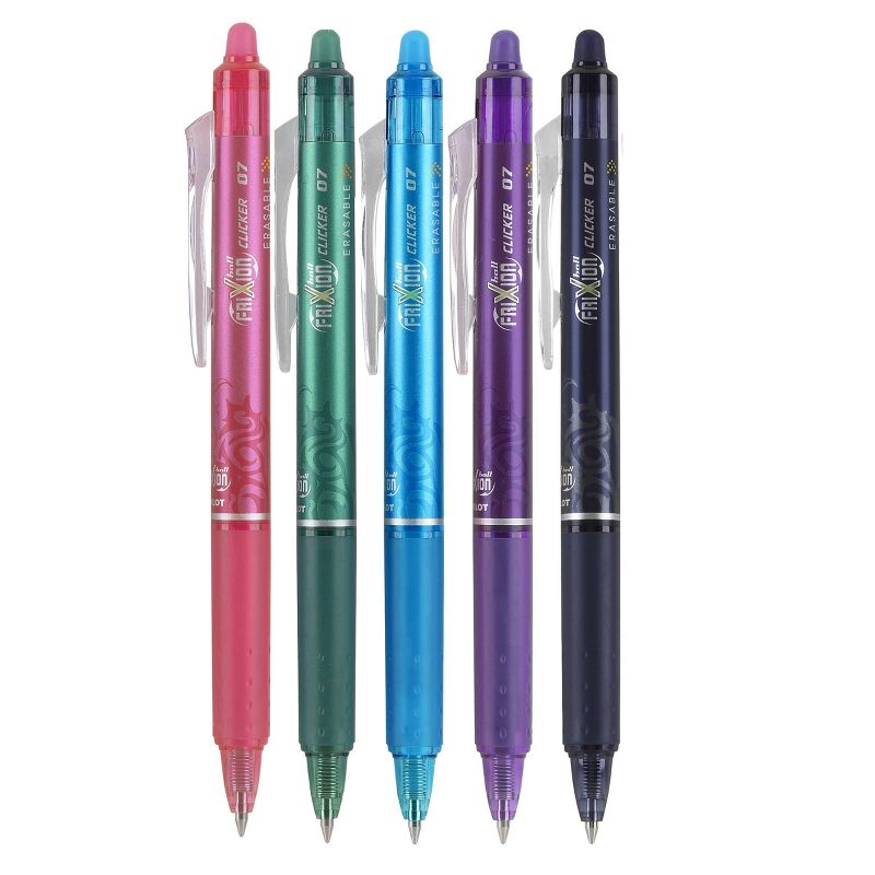 Pilot 5ct FriXion Clicker Erasable Gel Pens Fine Point 0.7mm Assorted Inks, 3 of 5