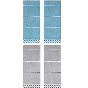 REGALWOVEN Striped Checked Print Absorbent Soft Decorative Hand Towel 14" x 30" - 1 of 4