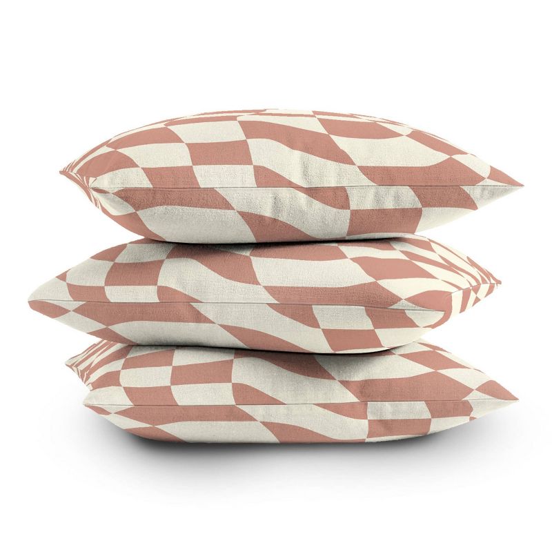Little Dean Checkers Coral Summer Beach Outdoor Throw Pillow Pink - Deny Designs, 4 of 5