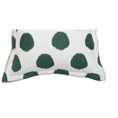 Green and White Polka Dot Square Throw Pillow