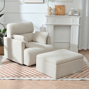 APRILSOUL Oversized Chair with Storage Ottoman, Wide Accent Armchair Chair for Living Room, Upholstered Reading Chair - 1 of 4