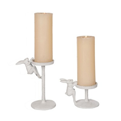 Transpac Metal Easter Bunny Votive Candle Holder Set of 2 Home Decorations Easter. Candles not included