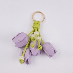 Alilang Floral Bag Charm with Pearl Look Beads and Gold Tone Ring