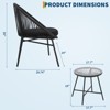 3 Pieces Patio Bistro Set Outdoor Acapulco Chair with Glass Top Coffee Table, Wicker Furniture Sets, Durable Steel Frame Patio Conversation Set - 2 of 4